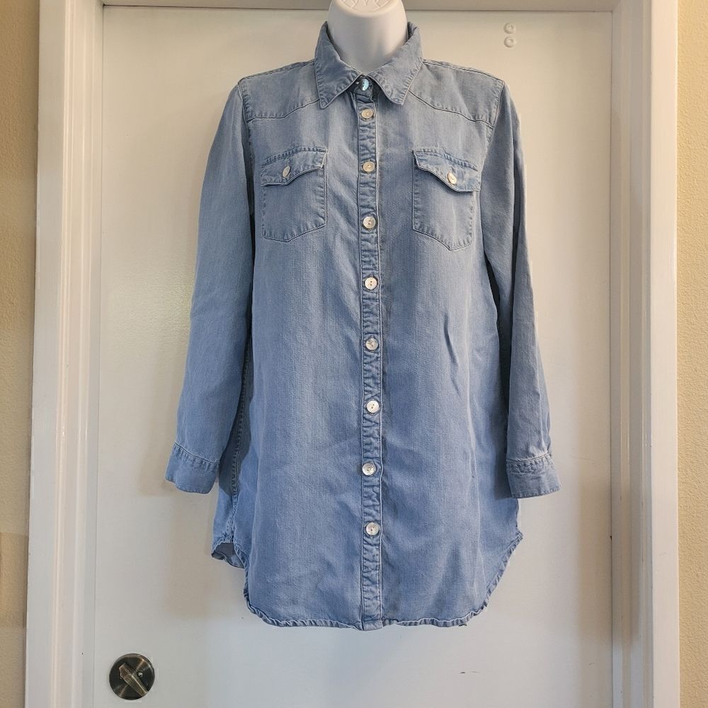 Soft Surroundings Thick Soft Chambray Denim Buttondown Tunic